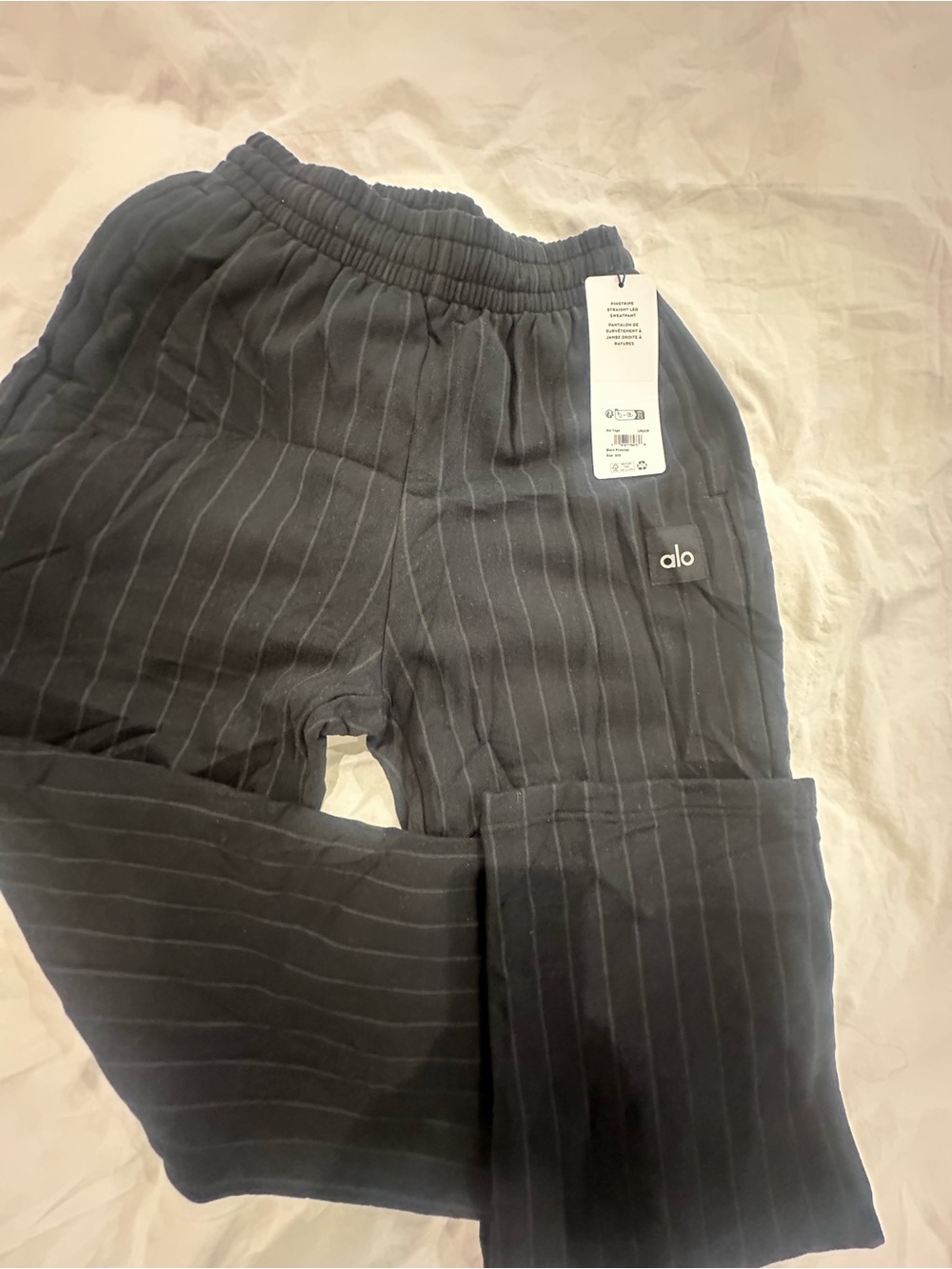 Alo Black Pinstripe Lounge Pants